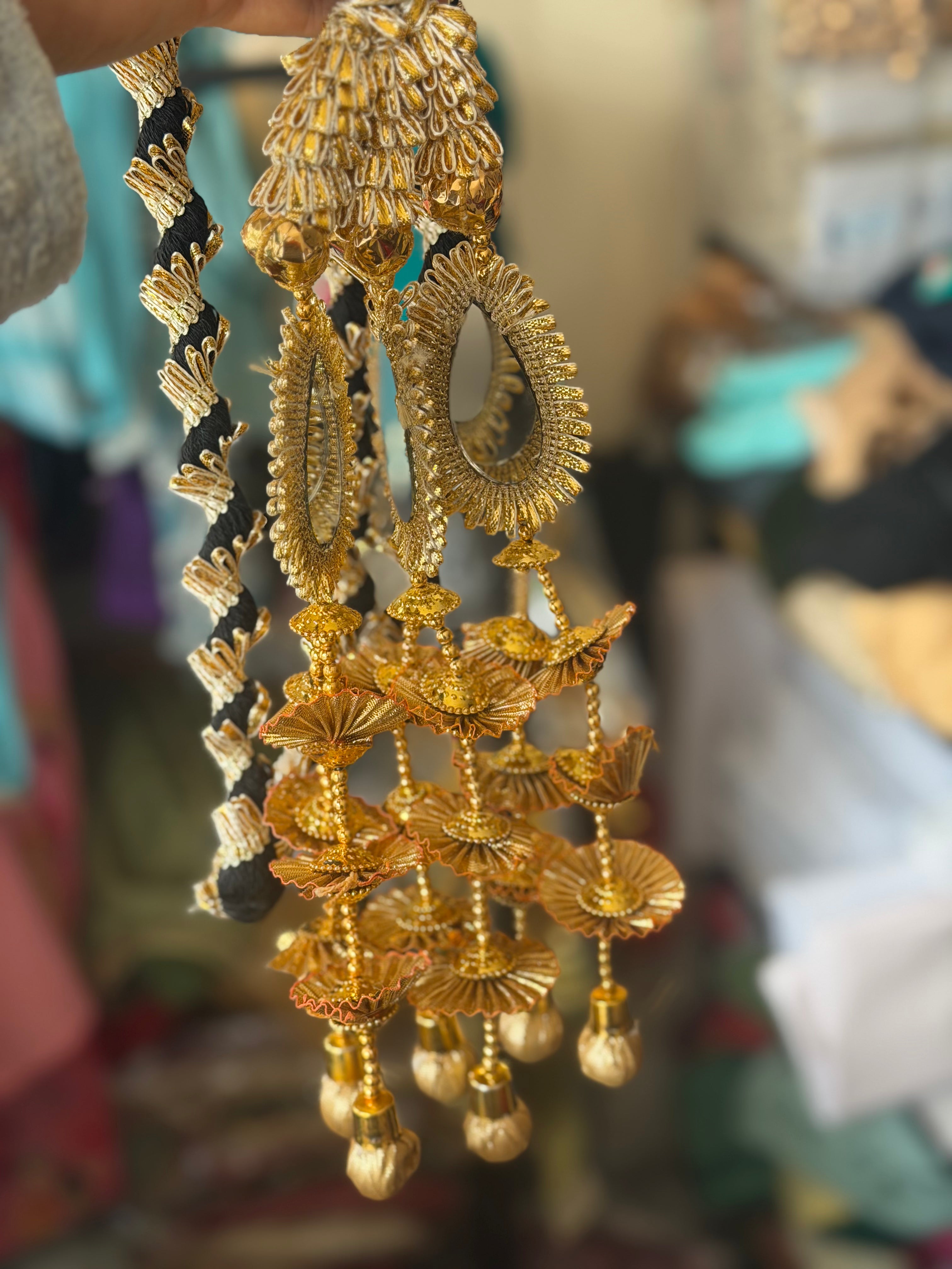 Black & Gold Handcrafted Paranda with Crochet Sunflower