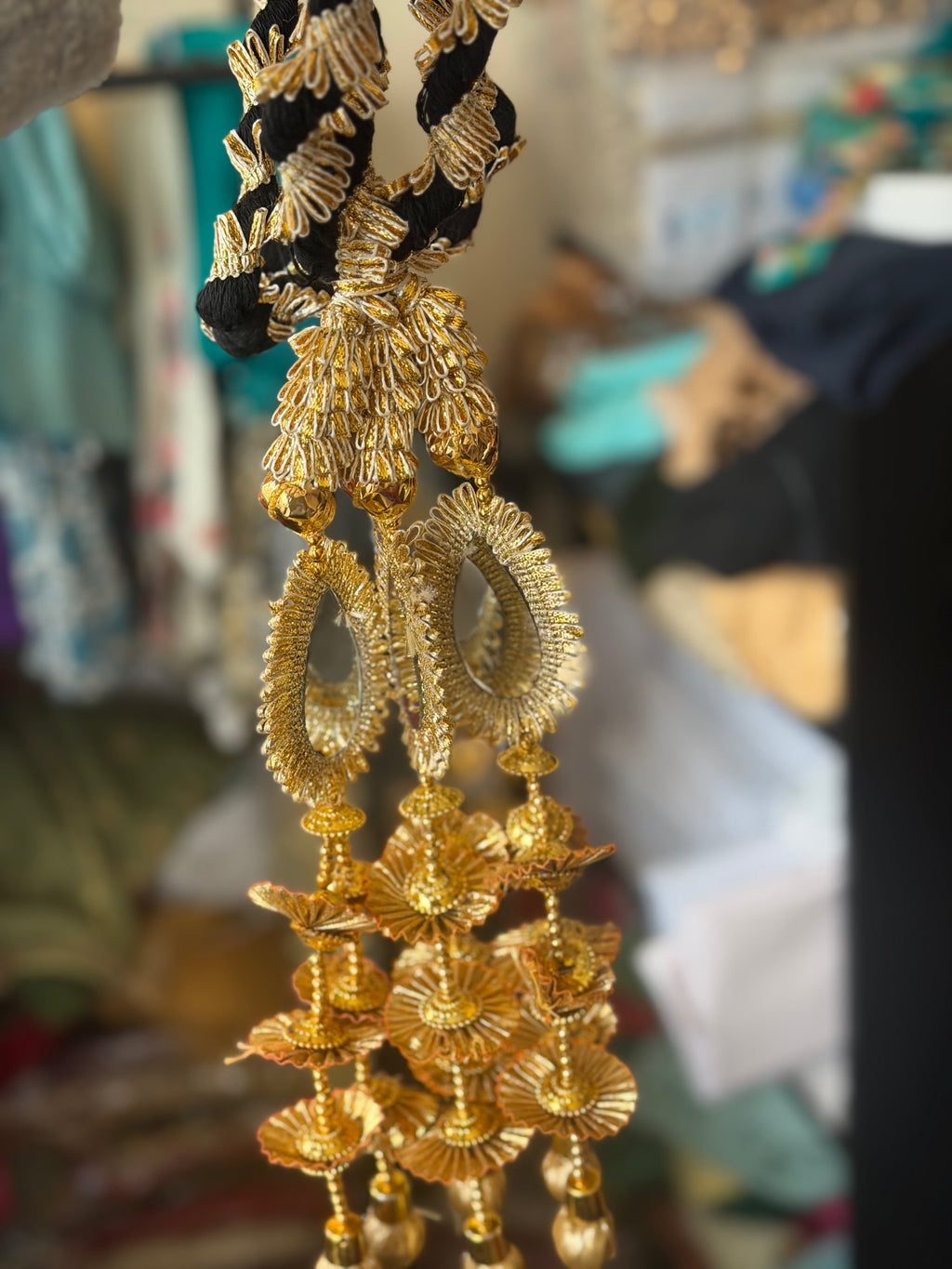 Black & Gold Handcrafted Paranda with Crochet Sunflower
