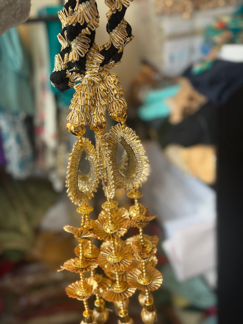 Black & Gold Handcrafted Paranda with Crochet Sunflower