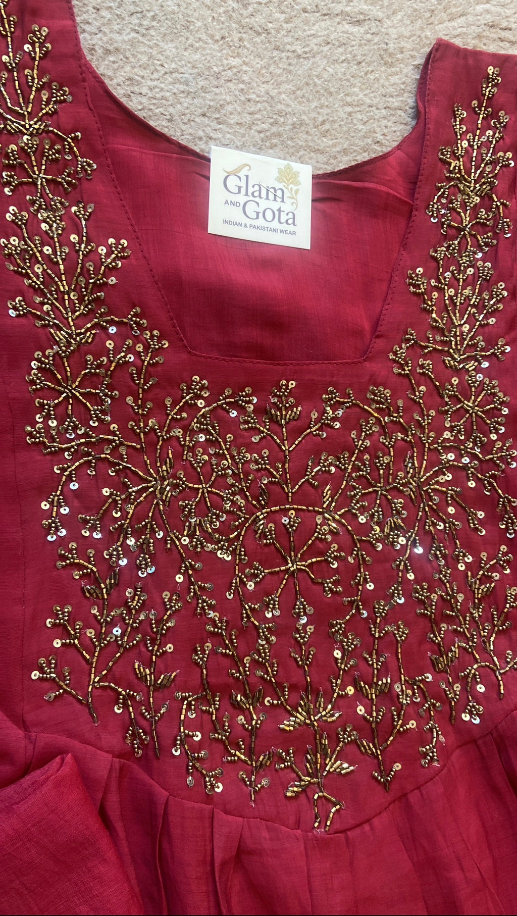 Elegant Wine Maroon Anarkali Suit Set – Golden Embroidery Silk Blend
